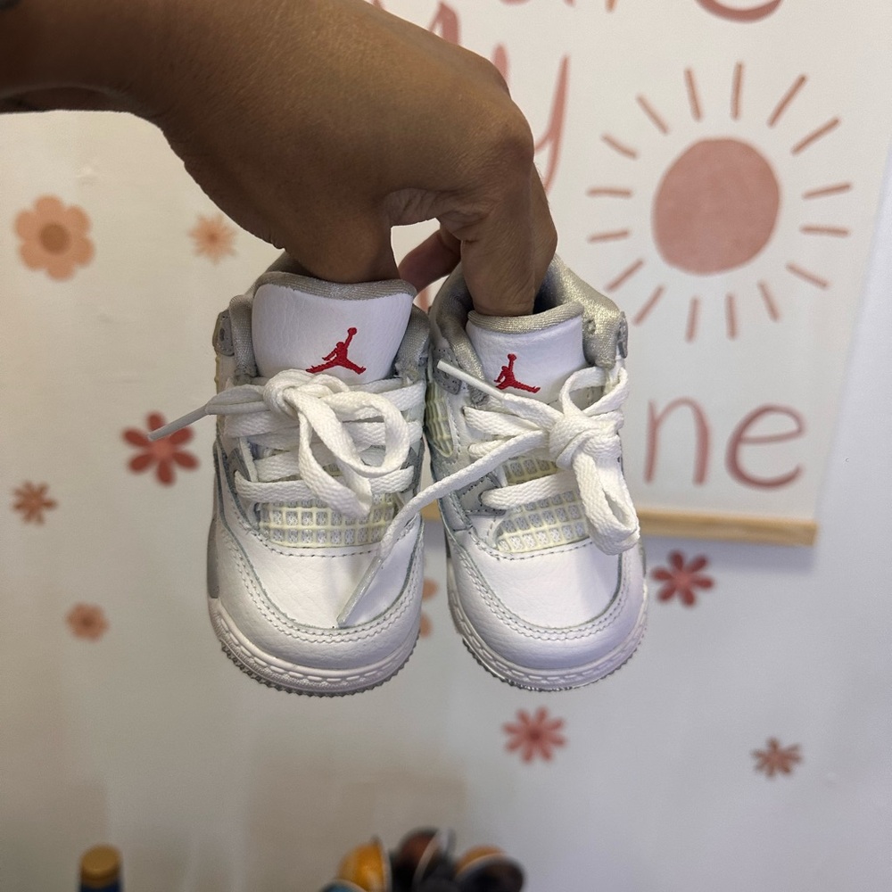 Jordan Kids White and Red Sneakers